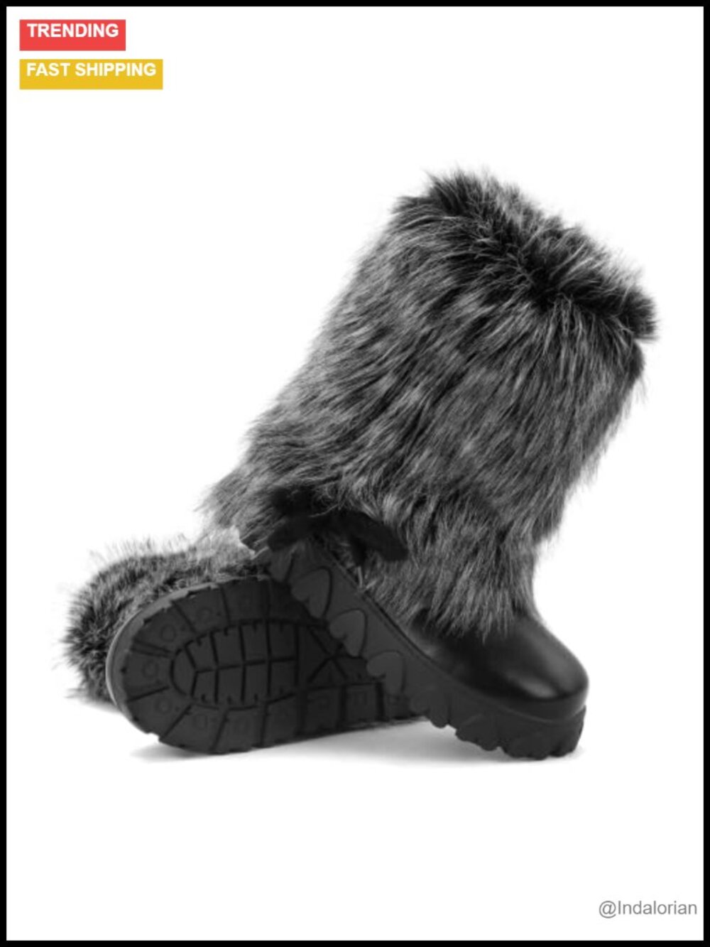 Women Furry Snow Boots Mid Calf Warm Winter Boots Faux Fur